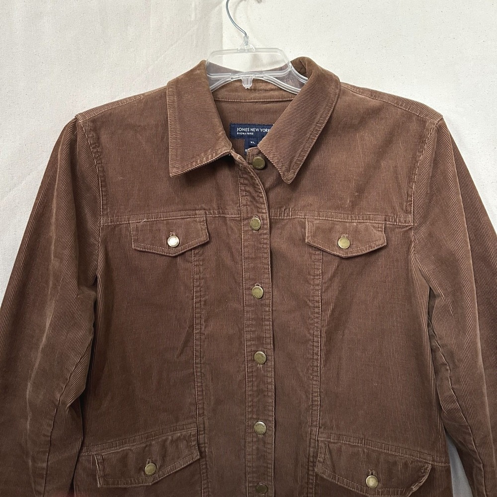 Jones NY Signature Brown Corduroy Barn Jacket Womens XL Utility Safari Western - Picture 4 of 11